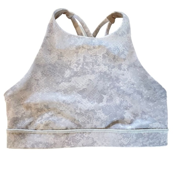 Lululemon Energy Sports Bra Women’s 4 High Neck Workout Top Luxtreme Grey Oasis - Picture 1 of 7